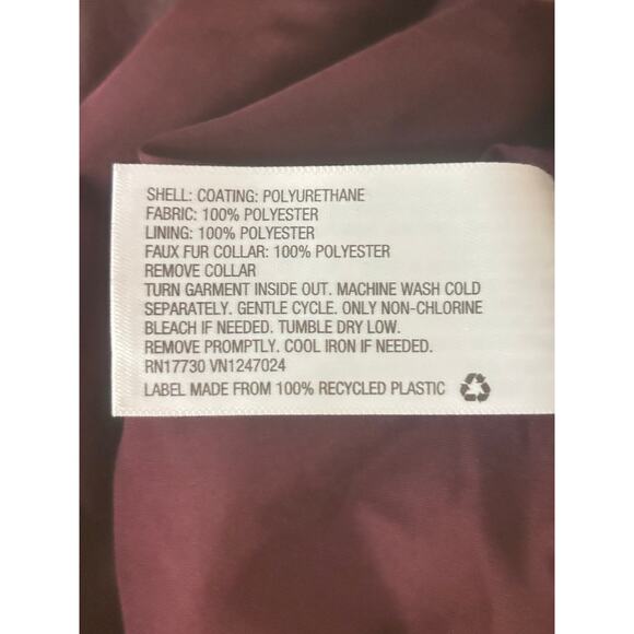 A NEW DAY Burgundy Faux Leather Zippered Jacket w/ Faux Fur Collar - Picture 11 of 12